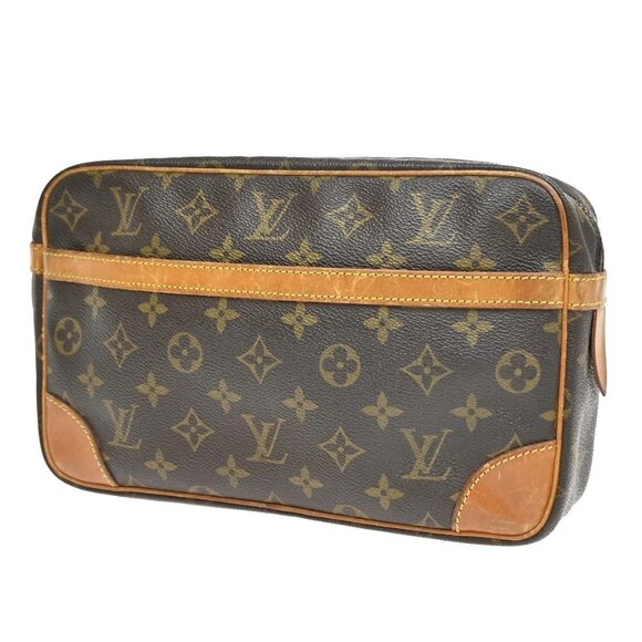 LOUIS VUITTON Compiegne 28 Clutch Bag Monogram Leather Brown GHW M51845 67FC090 - Picture 1 of 16